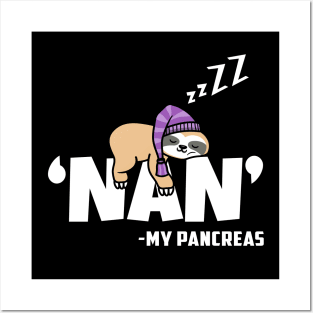 Nah My Pancreas Funny Sloth Diabetes awareness Type 1 T1D Posters and Art